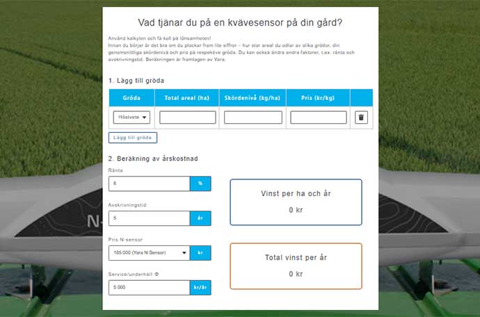 Beräkna lönsamheten med Yara N-Sensor